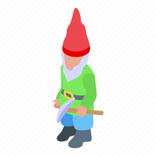 Gnome, pickaxe, isometric icon - Download on Iconfinder