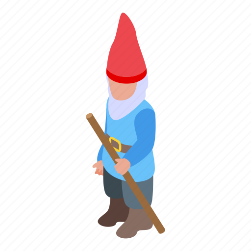 Red, capped, gnome, isometric icon - Download on Iconfinder