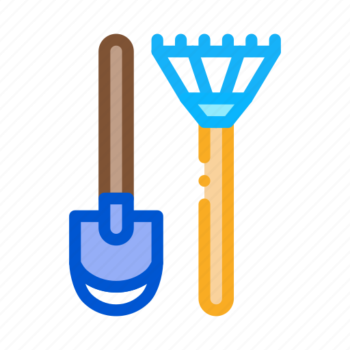 Gardener, instrument, lawn, mower, rake, shovel, worker icon - Download on Iconfinder