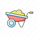 gardening equipment, gardener, wheelbarrow, cart 