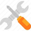 mechanic, tools, equipment, screwdriver, wrench, icon
