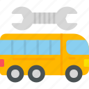 repairing, bus, service, shuttle, transportation, vehicle, icon