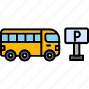 bus, parking, station, police, public, stop, icon
