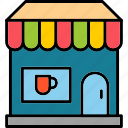 coffee, shop, building, cafe, house, shopping, icon