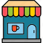 coffee, shop, building, cafe, house, shopping, icon 