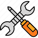 mechanic, tools, equipment, screwdriver, wrench, icon
