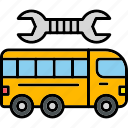 repairing, bus, service, shuttle, transportation, vehicle, icon
