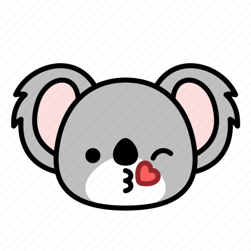 Kiss, heart, happy, expression, face, emoticon, koala icon - Download on Iconfinder