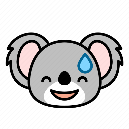 Smile, sweat, happy, expression, face, emoticon, koala icon - Download on Iconfinder