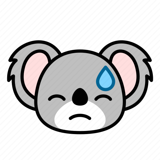 Sweat, sad, worry, expression, face, emoticon, koala icon - Download on Iconfinder