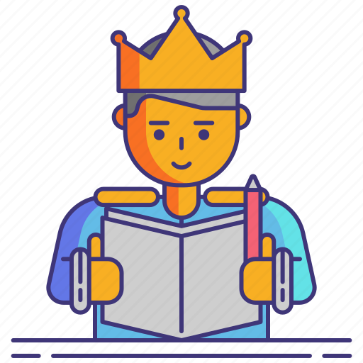 Book, crown, fantasy, writer icon - Download on Iconfinder