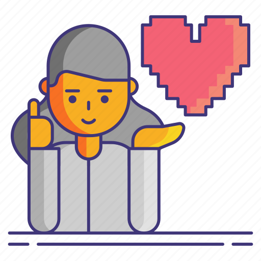 Girl, heart, pixel art icon - Download on Iconfinder