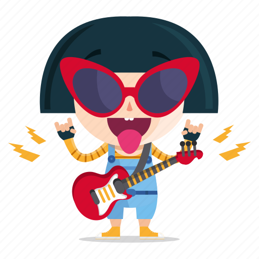Emoji, emoticon, geek, girl, rockstar, sticker icon - Download on Iconfinder