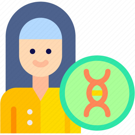 Female, dna, healthcare, and, medical, chromosome, scientist icon - Download on Iconfinder
