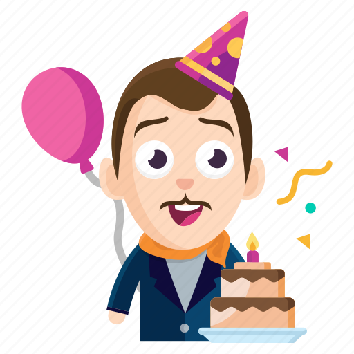 Birthday, emoji, emoticon, gentleman, man, sticker icon - Download on Iconfinder