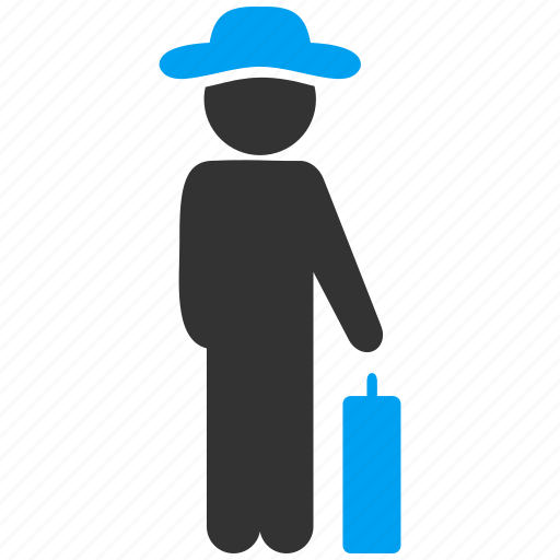 Baggage, gentleman, luggage, passenger, tourist, travel, voyage icon - Download on Iconfinder