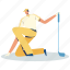 reading the green, green, stick, check, pose, golf tournament, golf, golfer, sport 