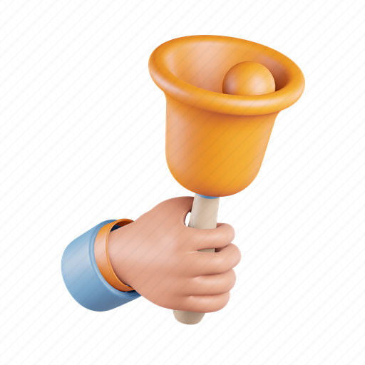 Bell, hand, alert, notification, signal 3D illustration - Download on Iconfinder