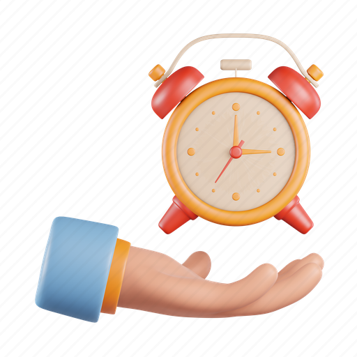 Hand, clock, alarm, alert, reminder, timer 3D illustration - Download on Iconfinder