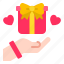 hand, gift, box, give, present, birthday, party 