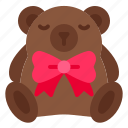 teddy, bear, bow, present, gift, toy, kid, birthday, party