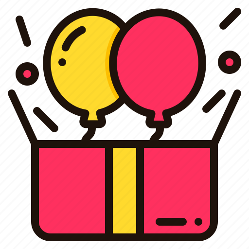 Balloons, birthday, party, surprise, gift, present, open icon - Download on Iconfinder