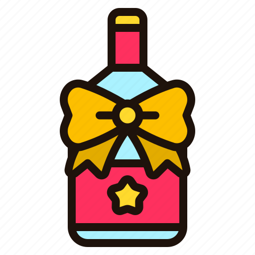 Bottle, wine, surprise, gift, champagne, bow, birthday icon - Download on Iconfinder