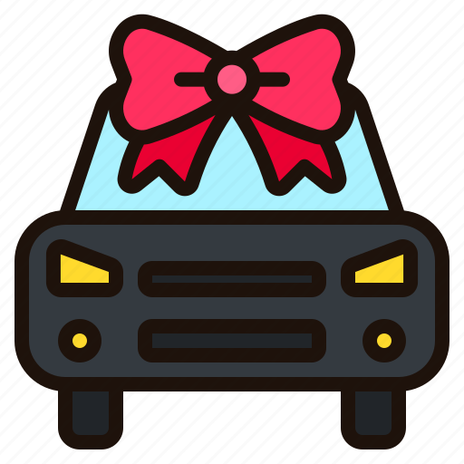 Car, vehicle, present, surprise, gift, bow, birthday icon - Download on Iconfinder