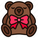 teddy, bear, bow, present, gift, toy, kid, birthday, party