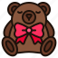 teddy, bear, bow, present, gift, toy, kid, birthday, party 