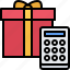 gift, box, tape, paper, wrapping, birthday, holiday, shop, calculator 