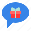 box, chat, gift, message, present 