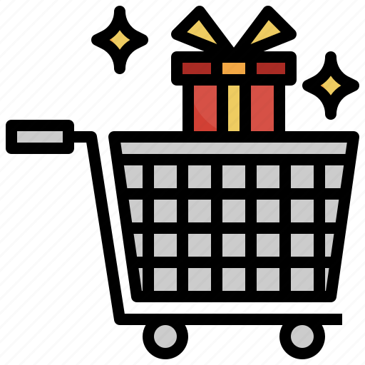 Shopping, cart, gift, trolley, present, shop icon - Download on Iconfinder