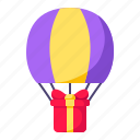 air balloon, party, hot air balloon, balloon, celebration, box, surprise, gift box, present, gift