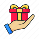 hand, give away, celebration, anniversary, box, birthday, surprise, gift box, present, gift