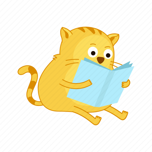 Cat, book, read, library, learn, student, school icon - Download on Iconfinder