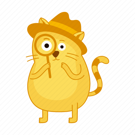 Cat, search, detective, hat, magnifier icon - Download on Iconfinder