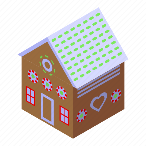 Icing, gingerbread, house, isometric icon - Download on Iconfinder