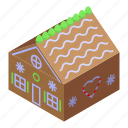 greeting, gingerbread, house, isometric