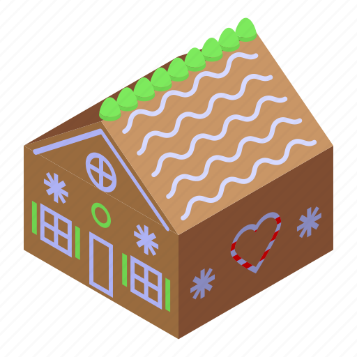 Greeting, gingerbread, house, isometric icon - Download on Iconfinder