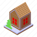 winter, gingerbread, house, isometric