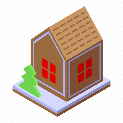 Winter, gingerbread, house, isometric icon - Download on Iconfinder
