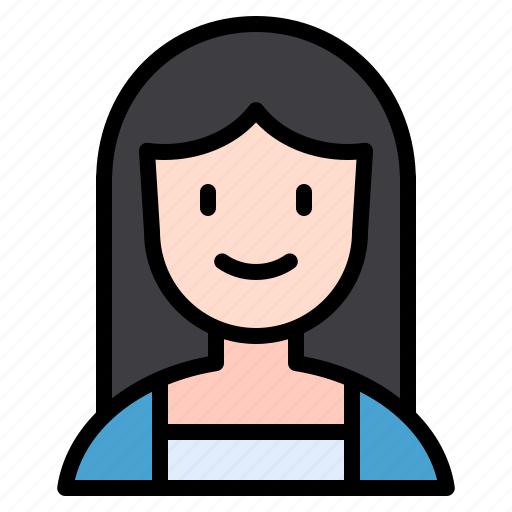 Female, girl, avatar, person, woman, long, hair icon - Download on Iconfinder