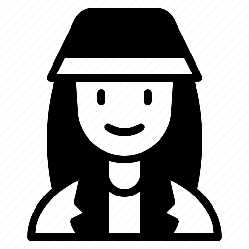 Female, hat, profile, person, woman, smile icon - Download on Iconfinder