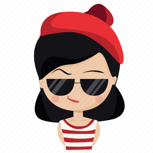 Character, emotions, girl, smile, sunglasses, woman icon - Download on Iconfinder