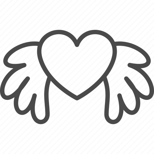 Angle, heart, line, love, outline, valentine, wing icon - Download on Iconfinder