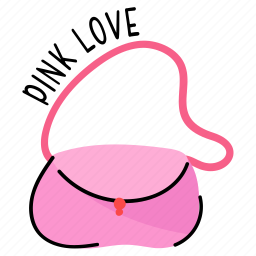 Shoulder bag, purse, ladies bag, girls bag, pink love sticker - Download on Iconfinder