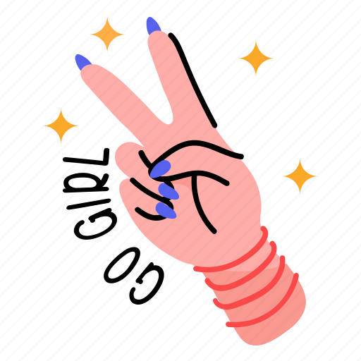 Go girl, yo, gesture, girl power, yo sign sticker - Download on Iconfinder