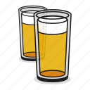 alcohol, ale, beer, beverage, drink, glass, two 