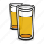 alcohol, ale, beer, beverage, drink, glass, two 